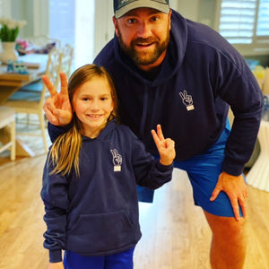 Peace Sign Embroidered Hoodie Navy Unisex (Kids)