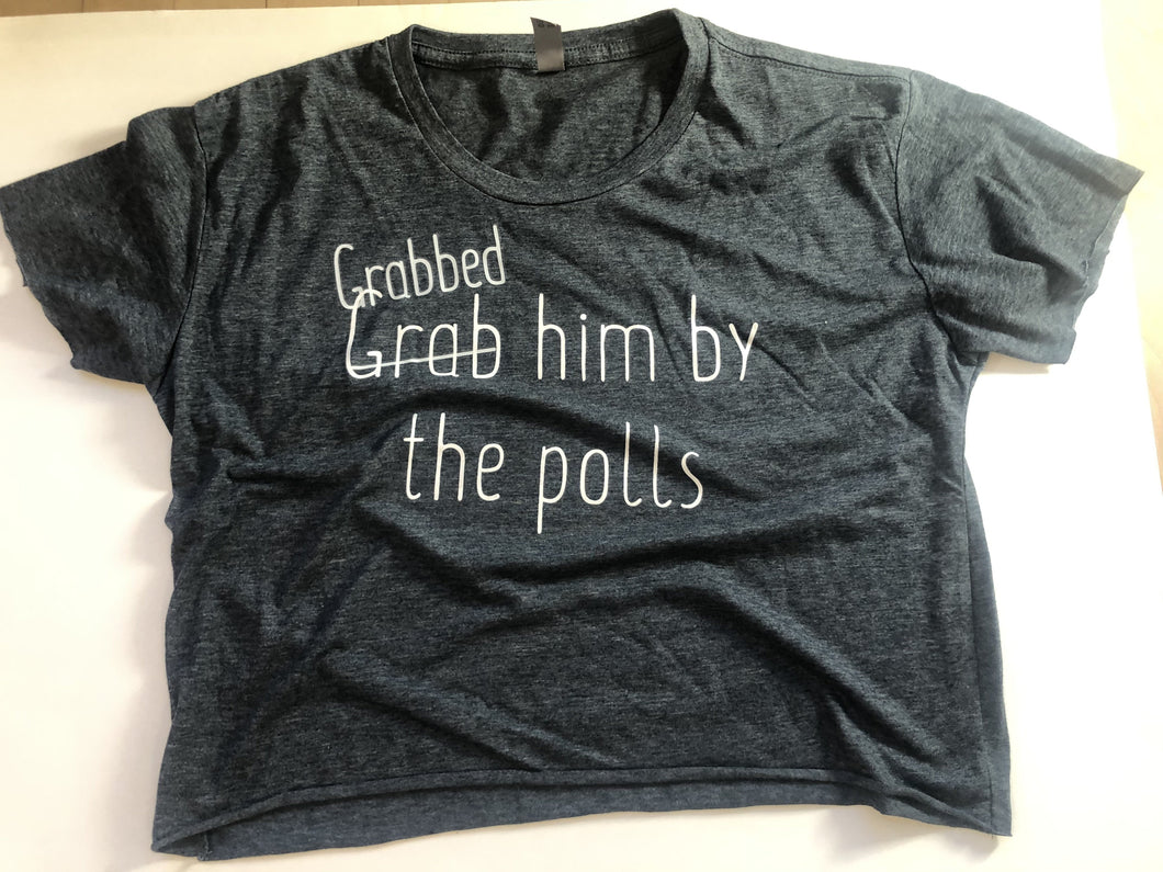 Grabbed him by the polls navy heather tee