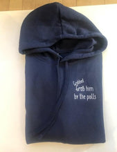 Load image into Gallery viewer, Grabbed him by the polls Embroidered Hoodie Navy Unisex (Adult)
