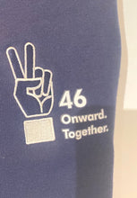 Load image into Gallery viewer, &quot;46 Onward.Together.&quot; Peace sign Embroidered Hoodie Navy Unisex (Adult)

